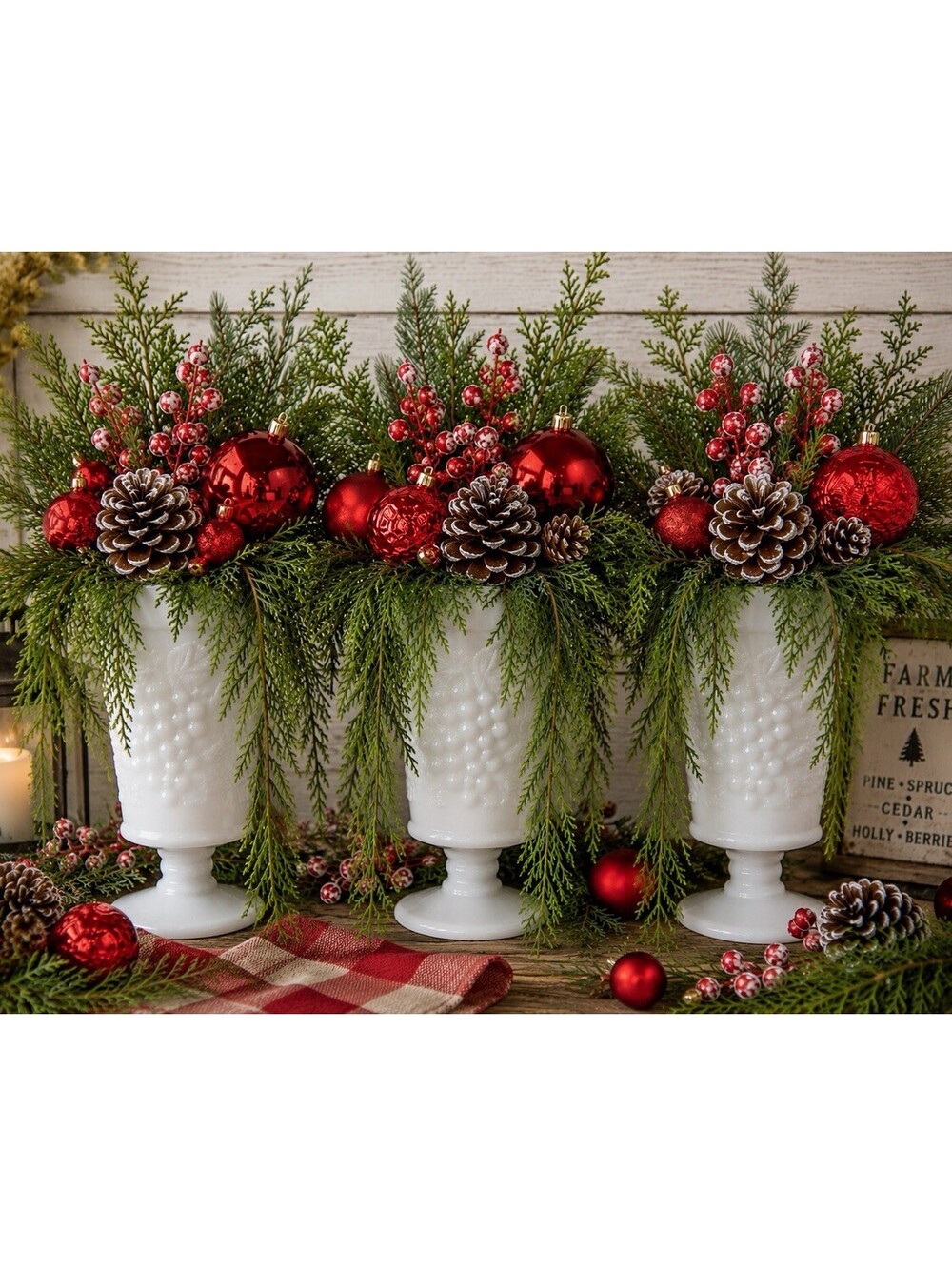 Vintage White Milk Glass Grape Vine Goblets Set of 3 Pedestal 5.75” Christmas
